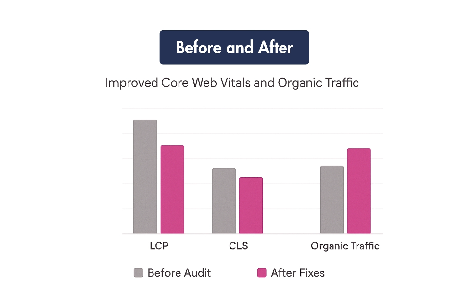 Image showing before and after web core vitals.