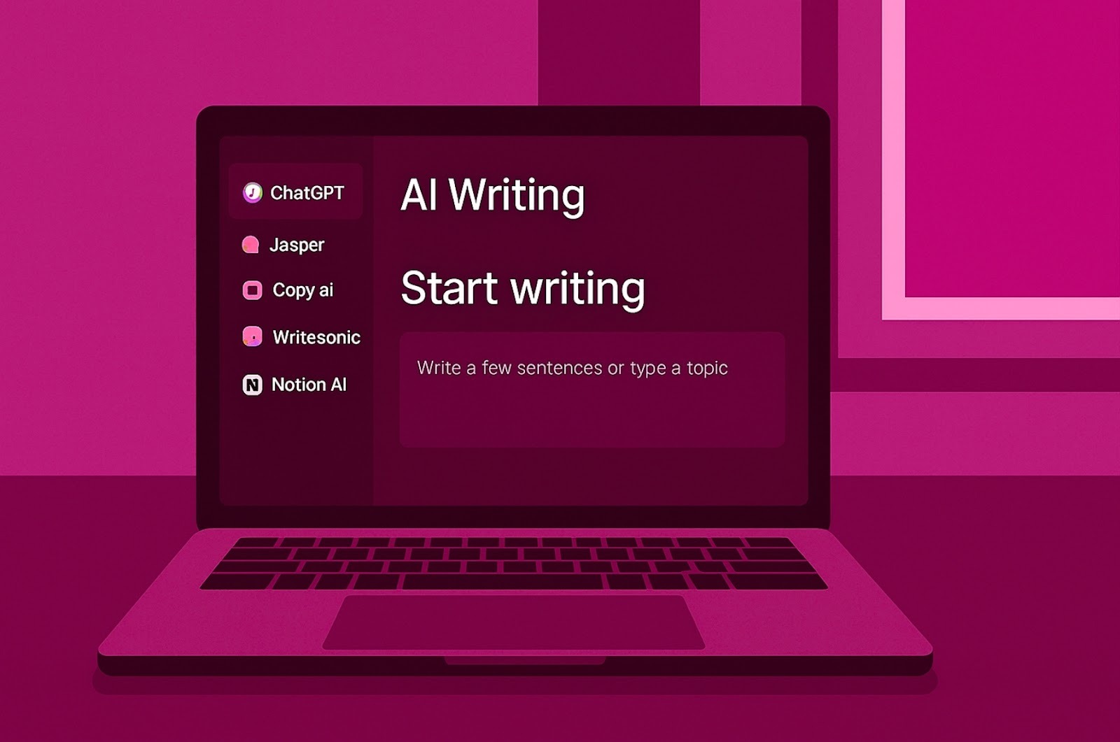 Image showing the dashboard of ChatGPT, Jasper, copy ai, writesonic and Notion AI.